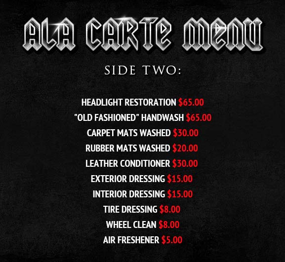 Ala Carte Menu